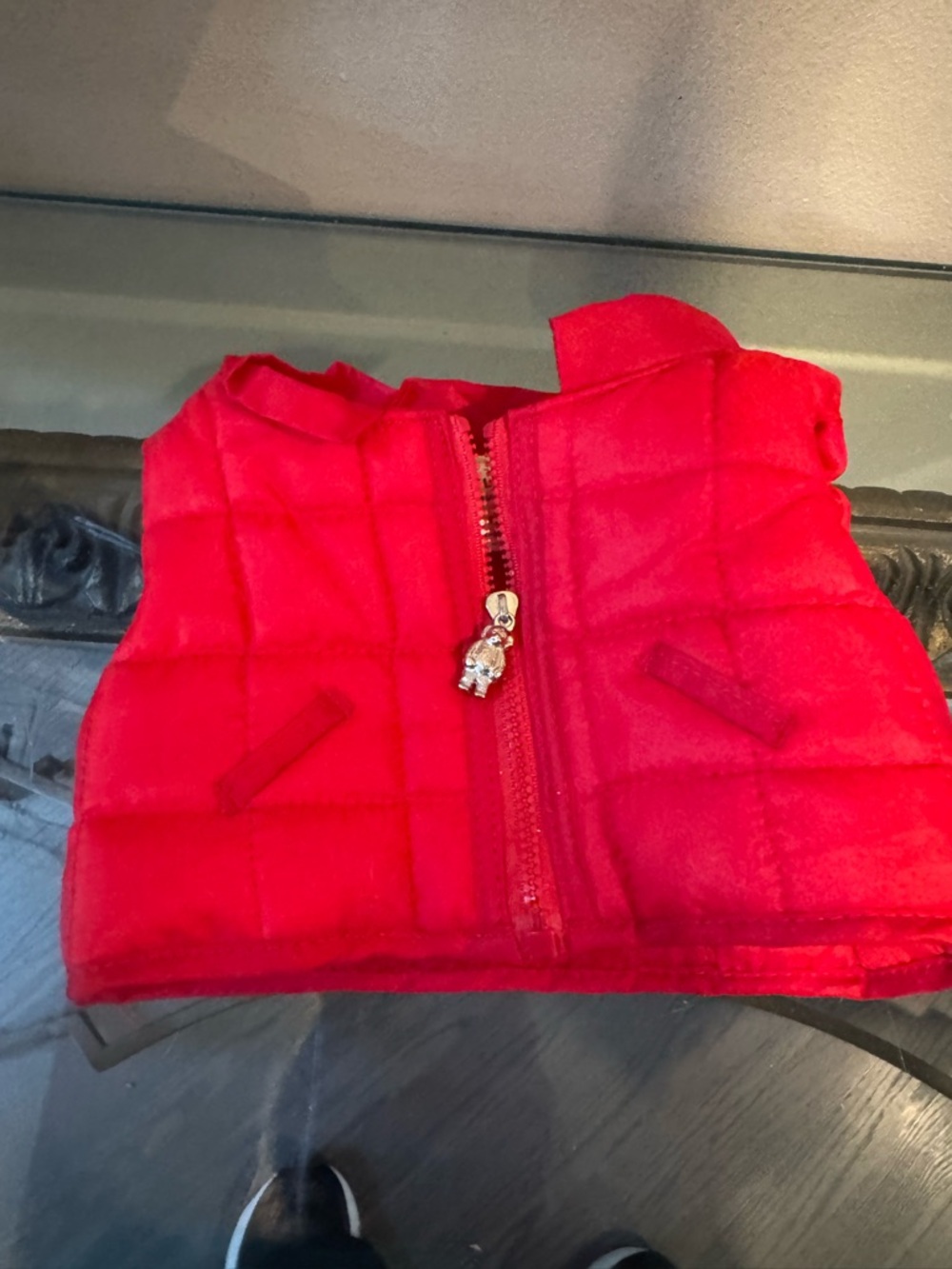 Build-A-Bear Red Quilted Vest with Bear Charm